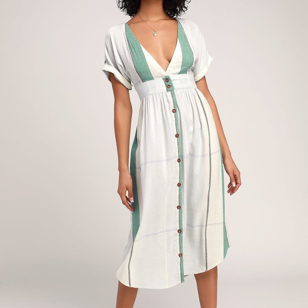 NWOT O'NEIL Reid Striped Woven Striped Midi Dress